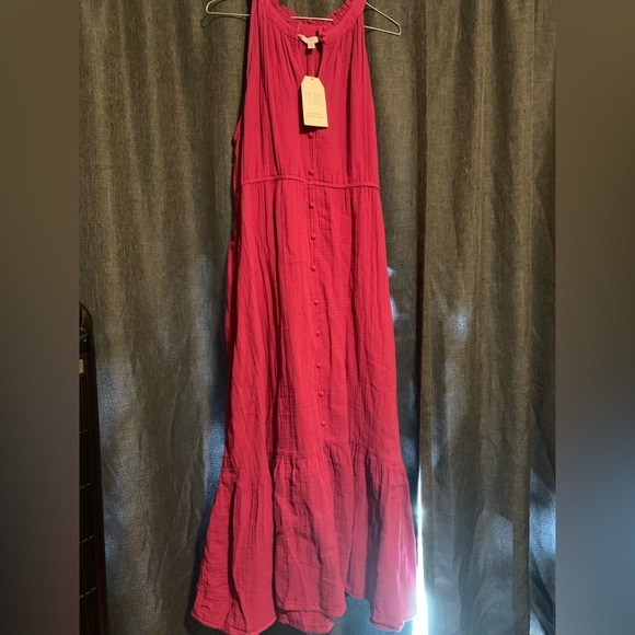 Time and Tru Dresses & Skirts - Women’s gauze pink maxi dress with buttons and ruffles